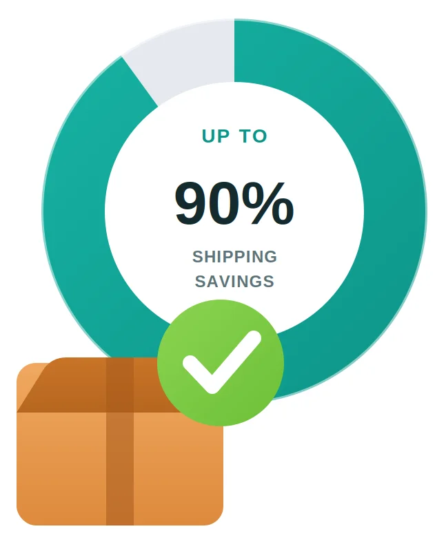 Up to 90% average shipping cost savings